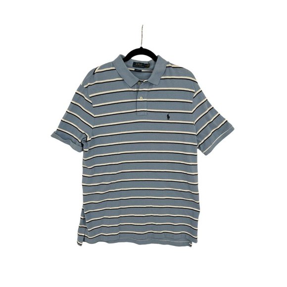 Men Polo Ralph Lauren Polo Shirt Striped - CLASSIC FIT - Large 100% Cotton‎ - Picture 1 of 7
